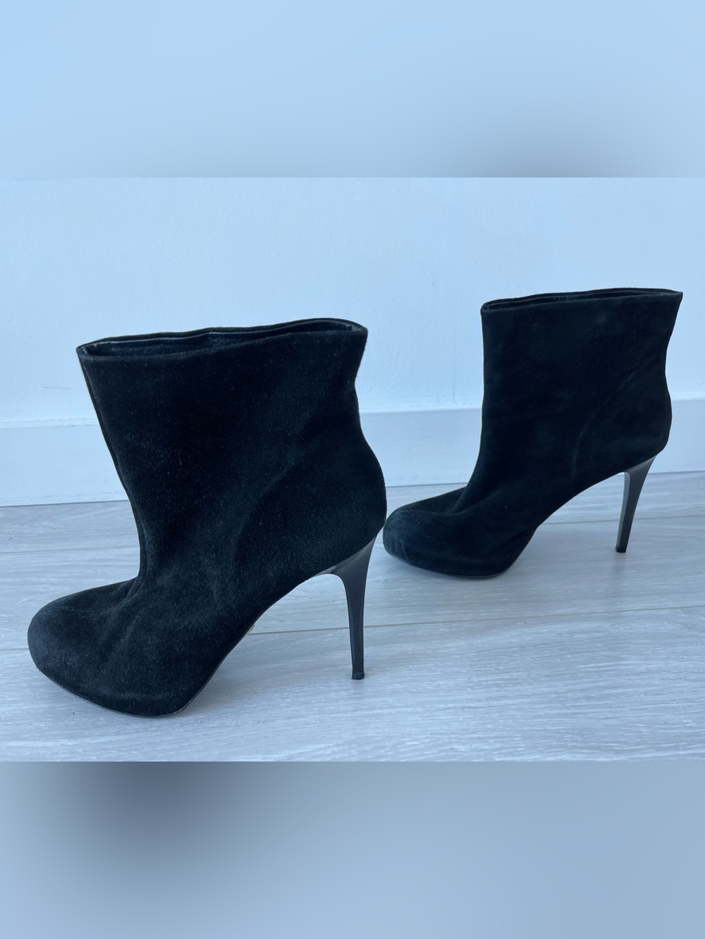 Zara Black Suede Ankle Booties with Stiletto Heel Size 40